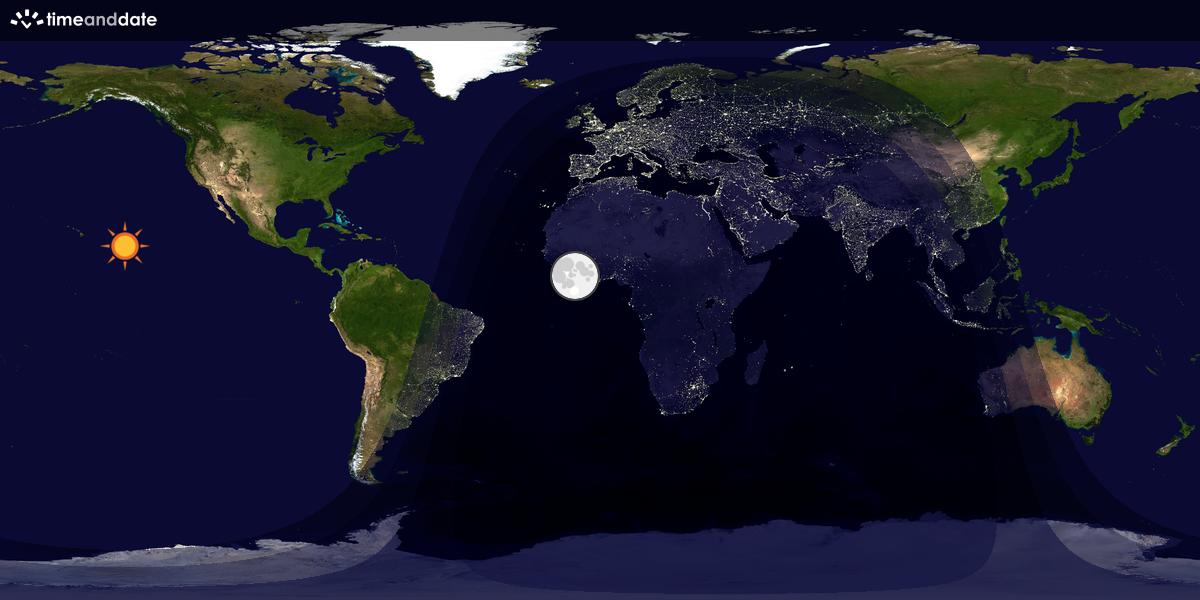 Verdenskart som viser dag og natt 