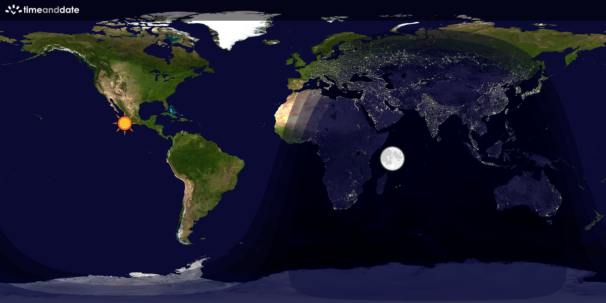 Verdenskart som viser dag og natt 