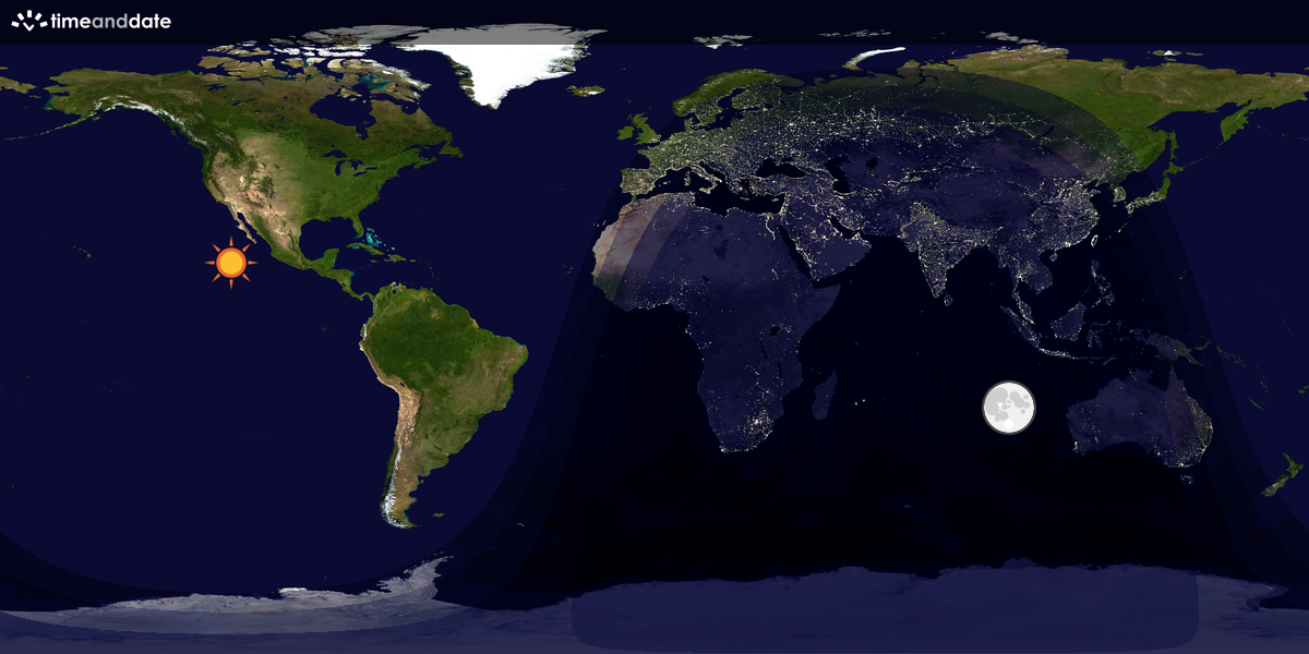 Verdenskart som viser dag og natt 