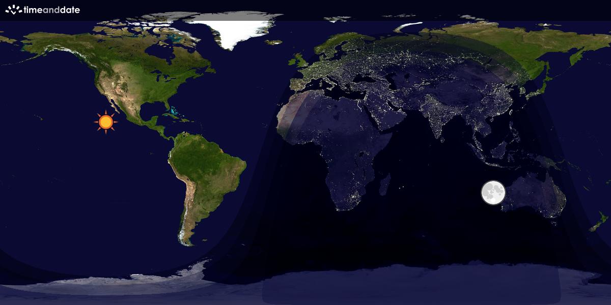 Verdenskart som viser dag og natt 