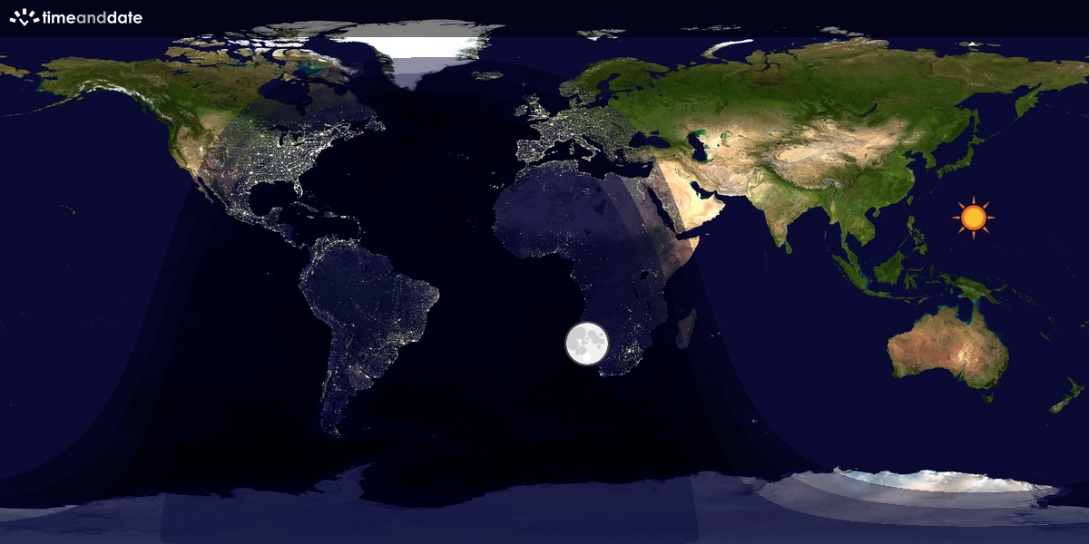 Verdenskart som viser dag og natt 