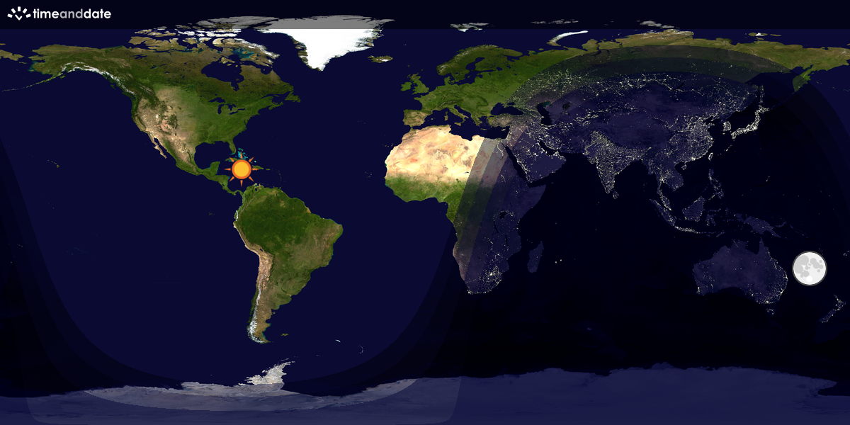 Verdenskart som viser dag og natt 