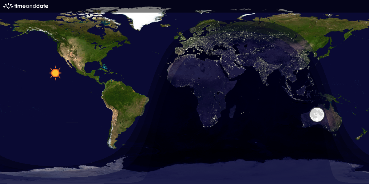 Verdenskart som viser dag og natt 