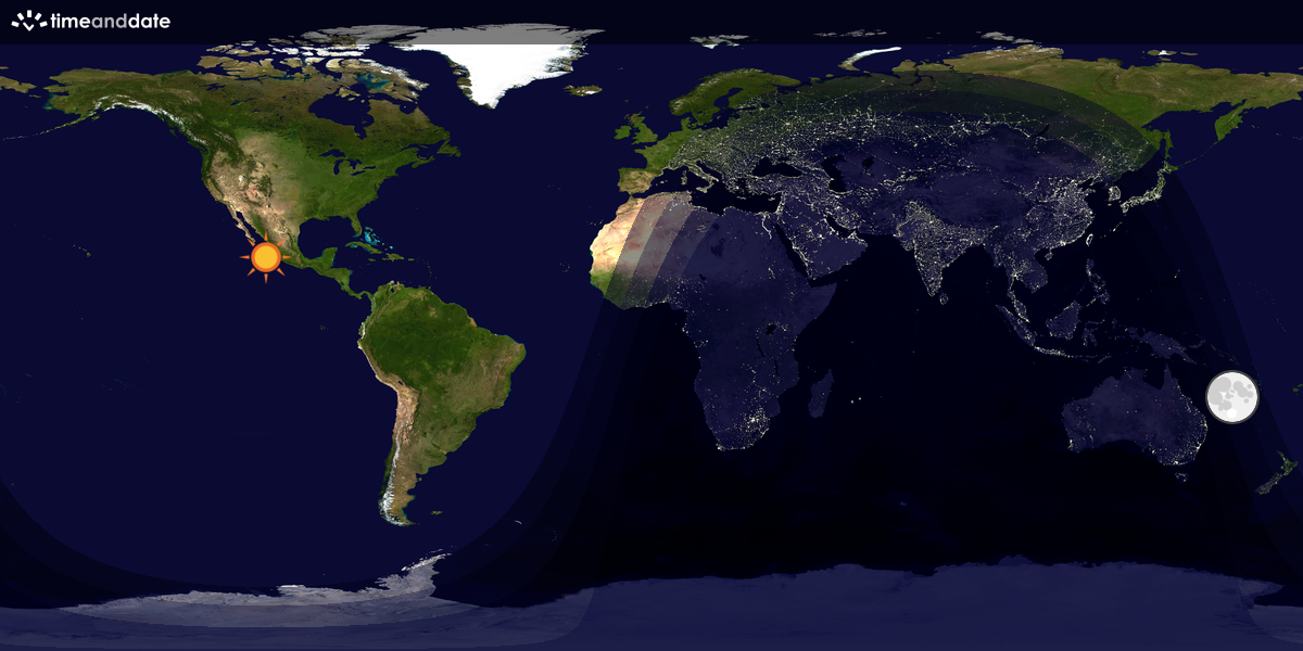 Verdenskart som viser dag og natt 