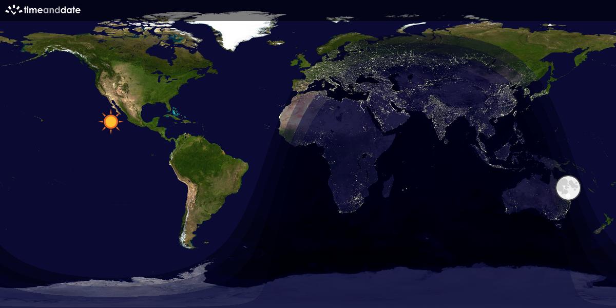 Verdenskart som viser dag og natt 