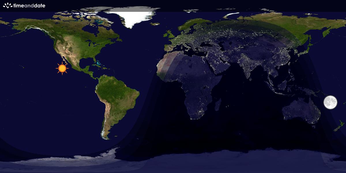 Verdenskart som viser dag og natt 