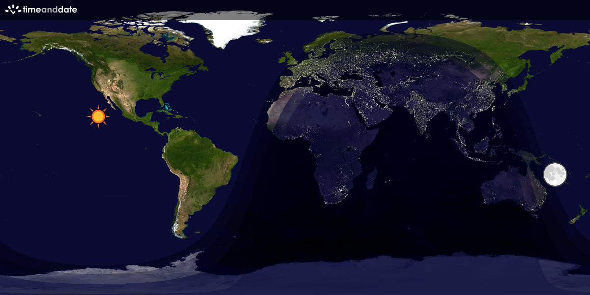 Verdenskart som viser dag og natt 
