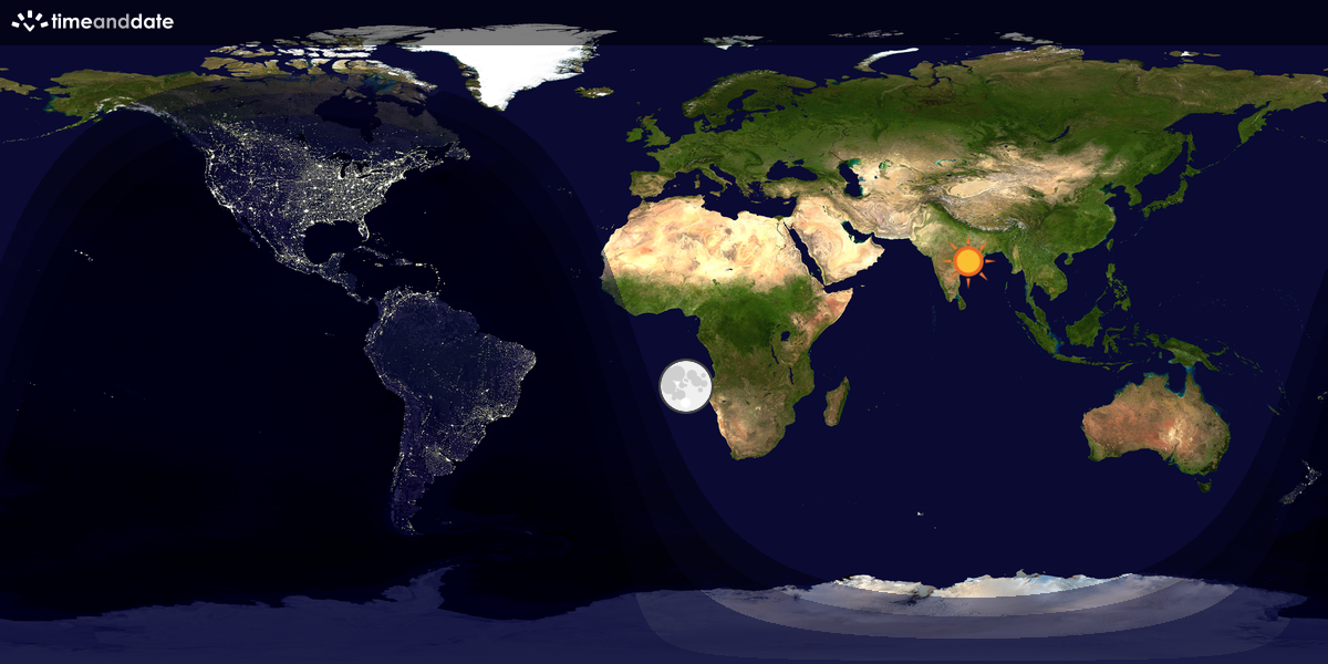 Verdenskart som viser dag og natt 