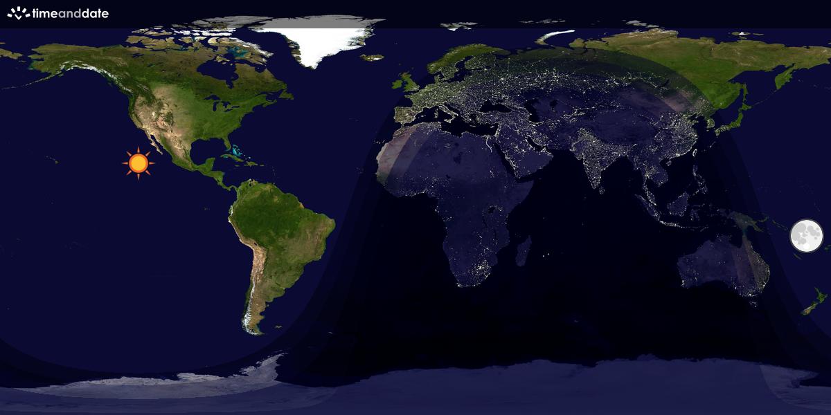 Verdenskart som viser dag og natt 