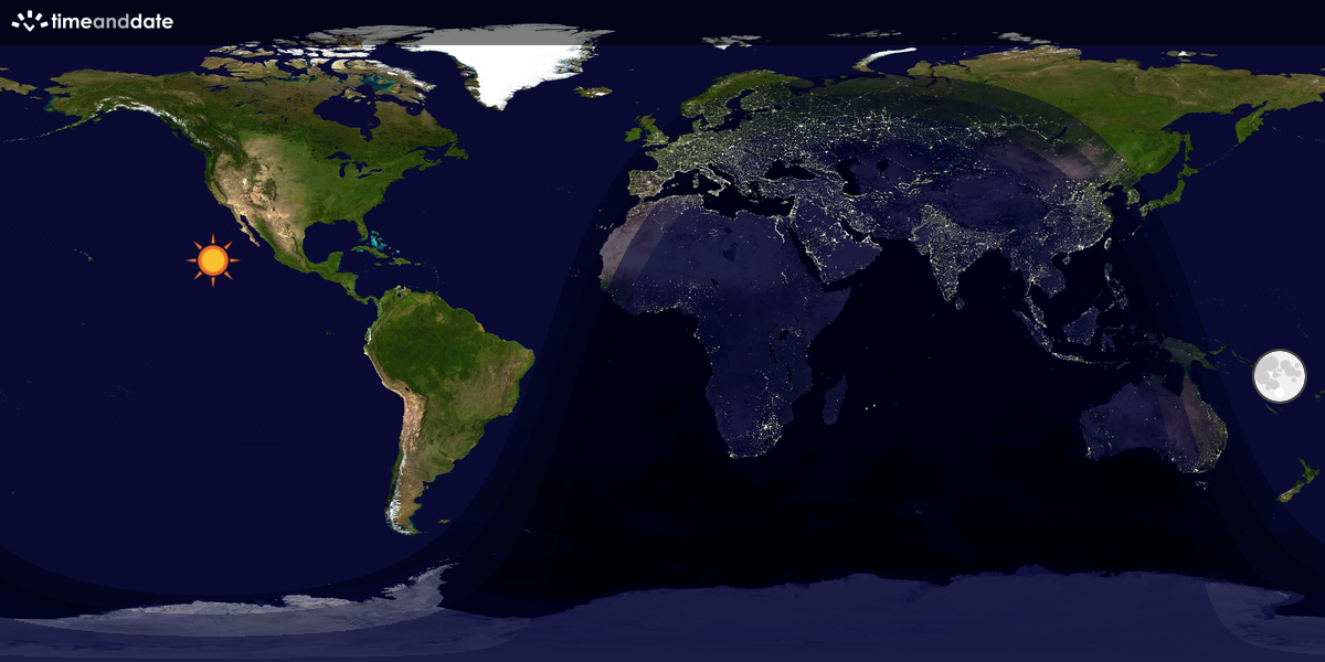 Verdenskart som viser dag og natt 