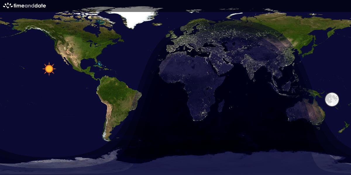 Verdenskart som viser dag og natt 