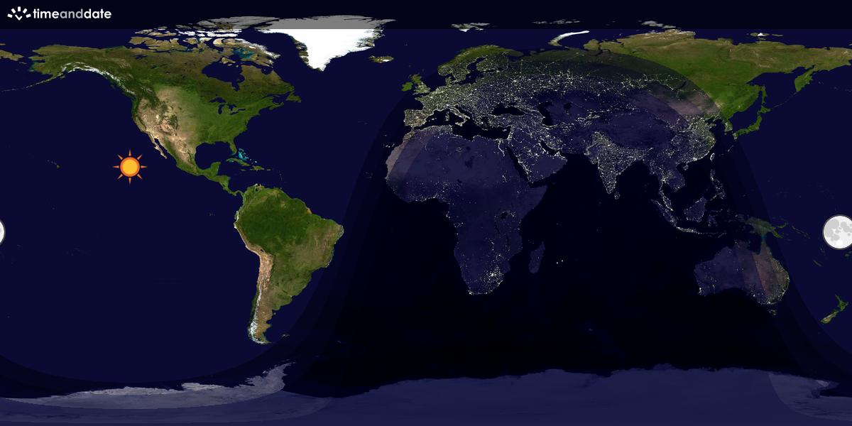 Verdenskart som viser dag og natt 