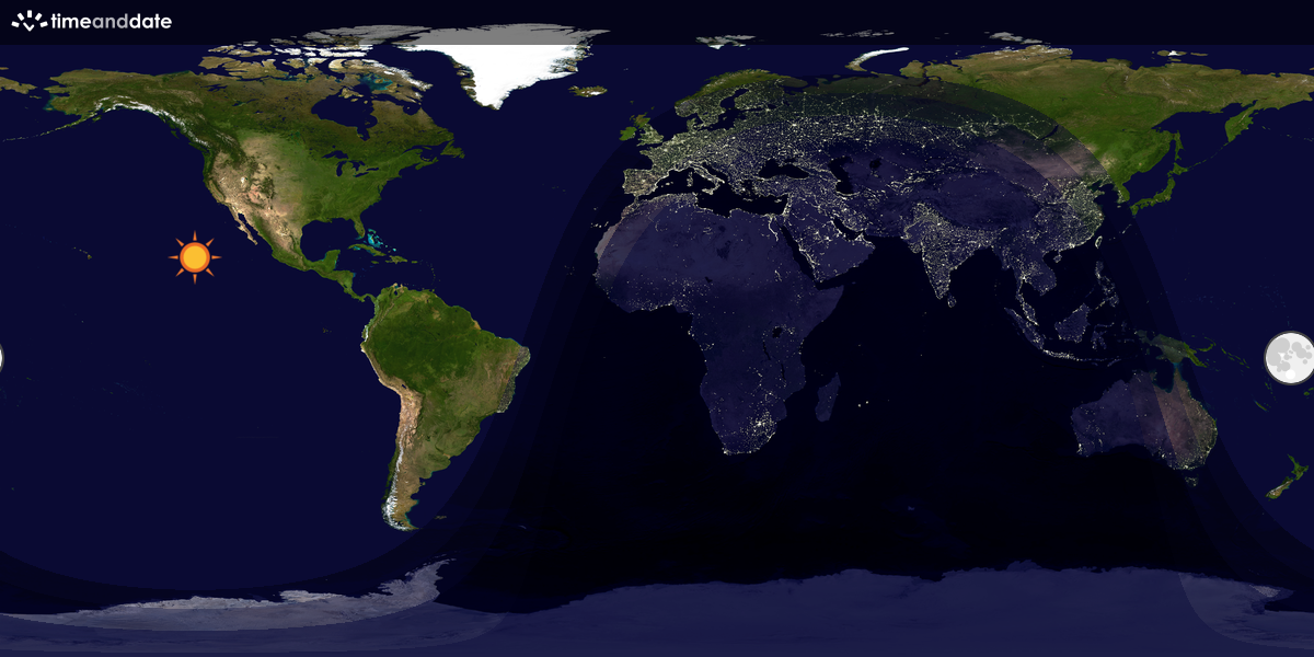 Verdenskart som viser dag og natt 