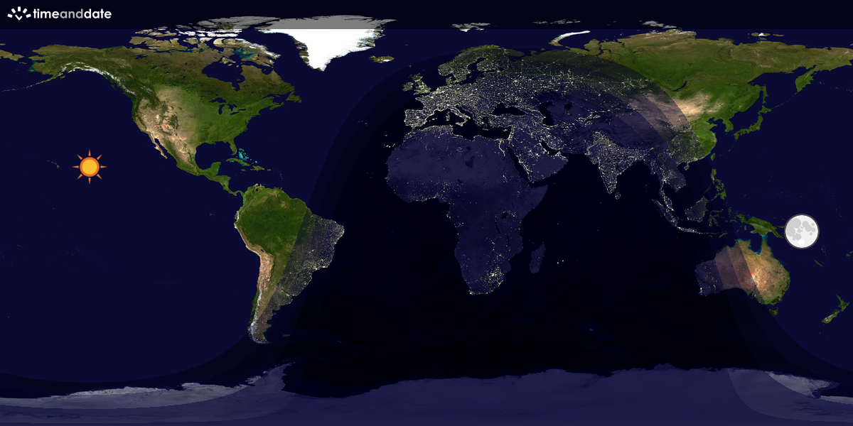 Verdenskart som viser dag og natt 