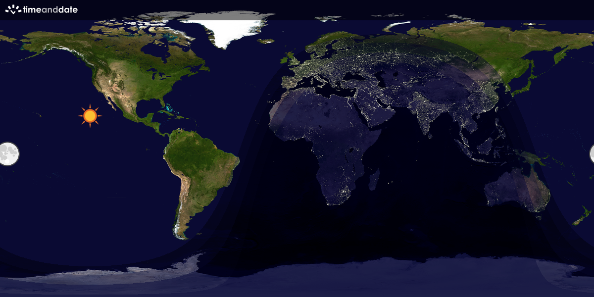 Verdenskart som viser dag og natt 