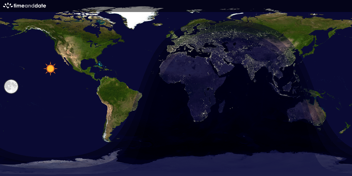 Verdenskart som viser dag og natt 
