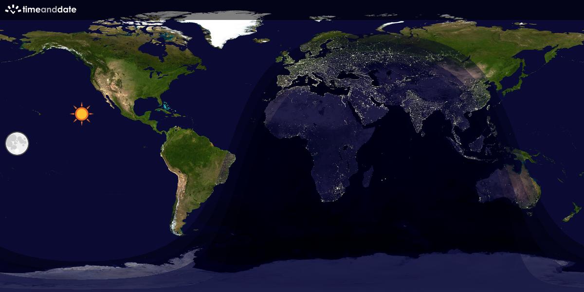 Verdenskart som viser dag og natt 