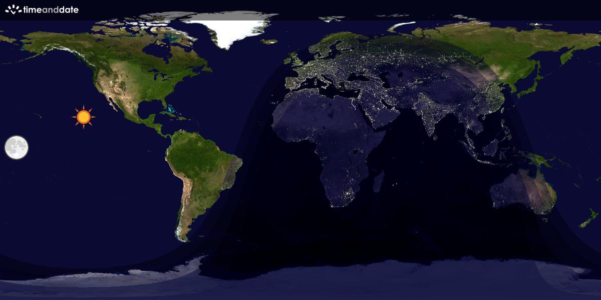 Verdenskart som viser dag og natt 