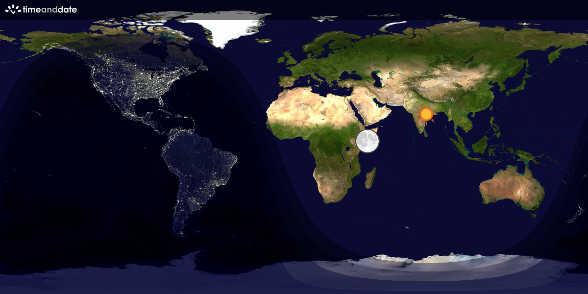 Verdenskart som viser dag og natt 