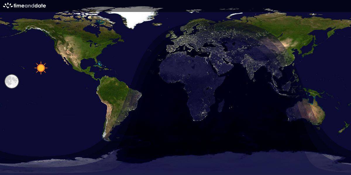 Verdenskart som viser dag og natt 