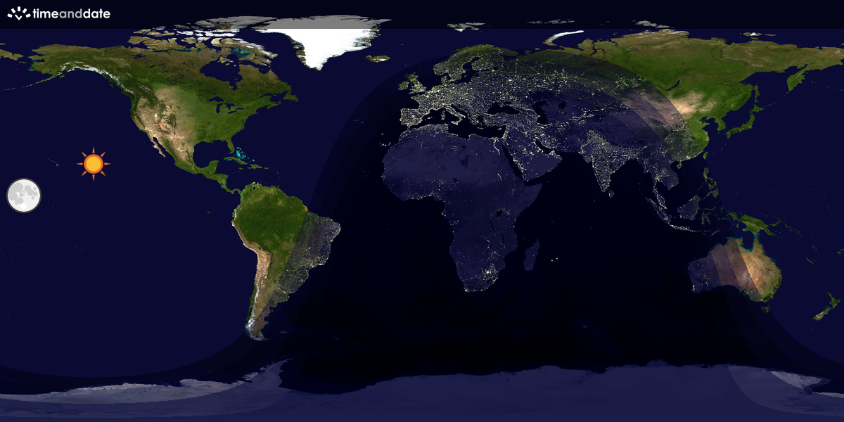 Verdenskart som viser dag og natt 