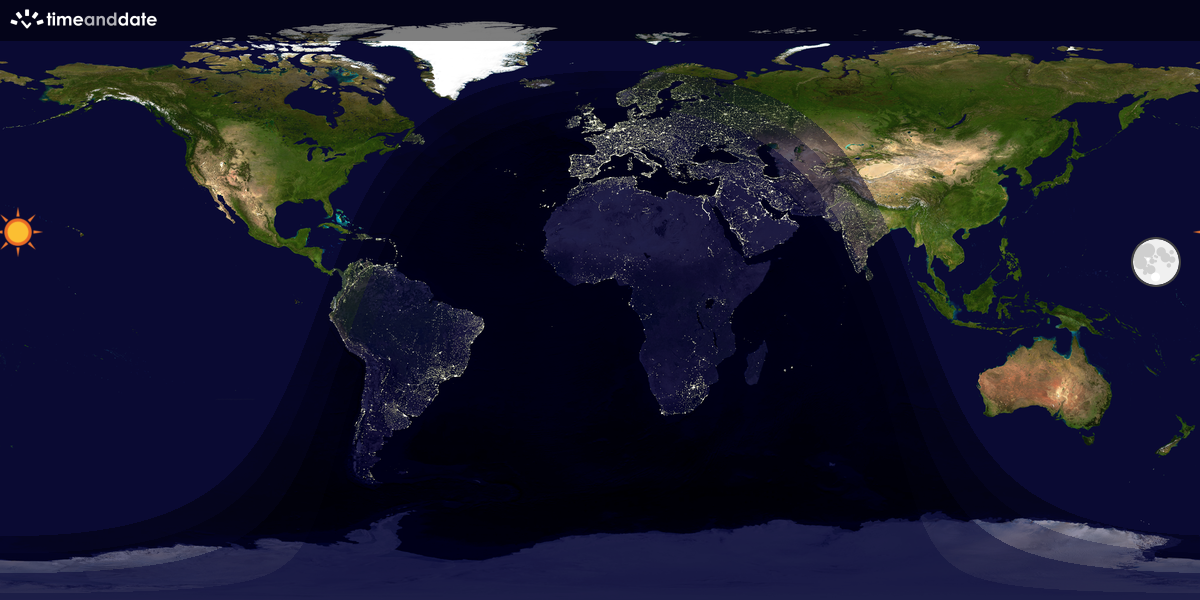 Verdenskart som viser dag og natt 