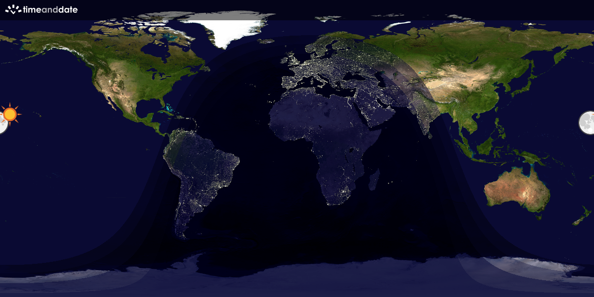 Verdenskart som viser dag og natt 