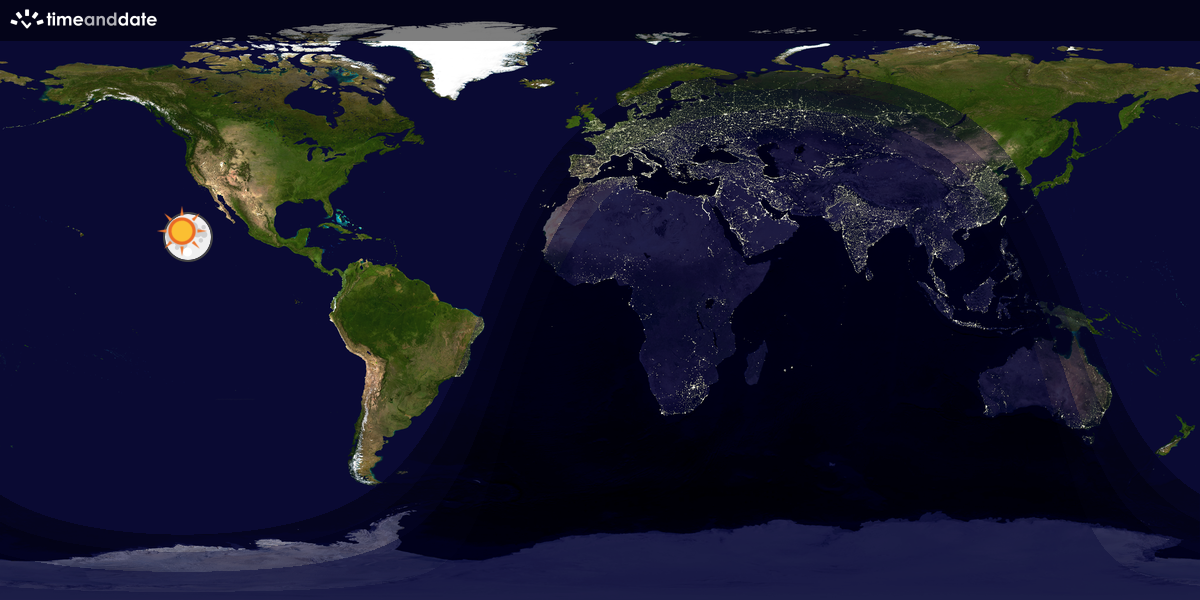 Verdenskart som viser dag og natt 