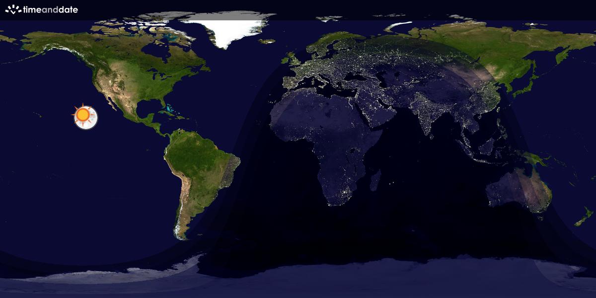 Verdenskart som viser dag og natt 