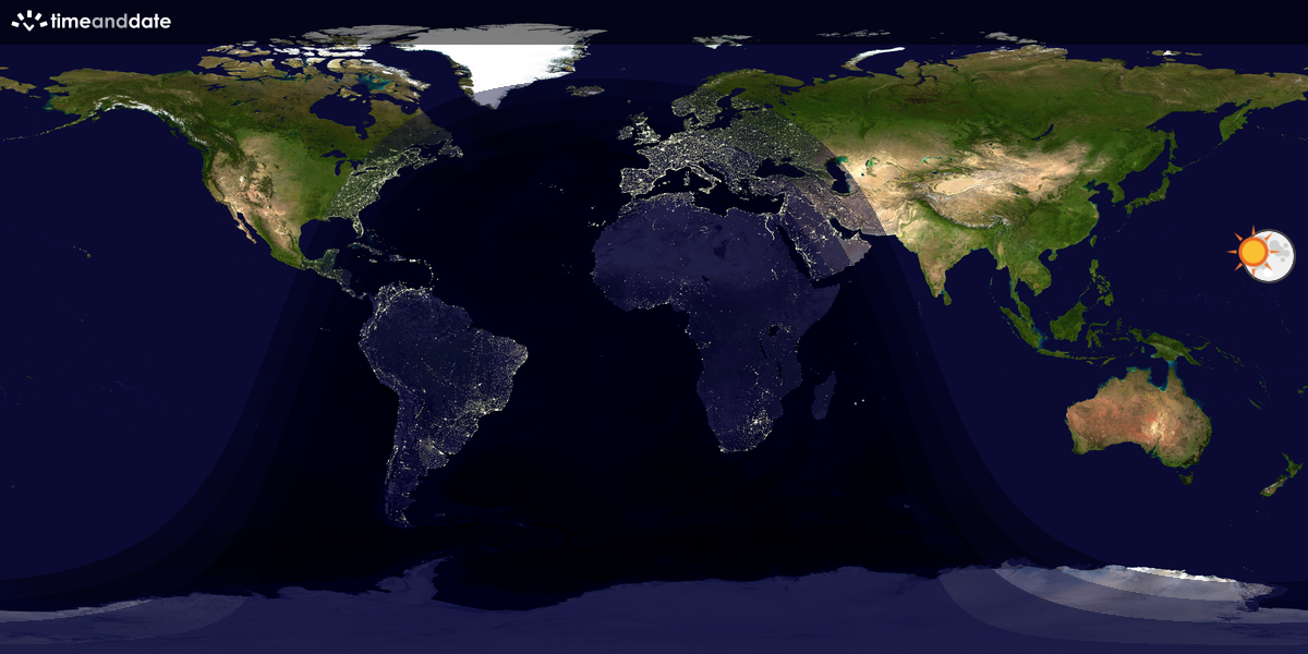 Verdenskart som viser dag og natt 