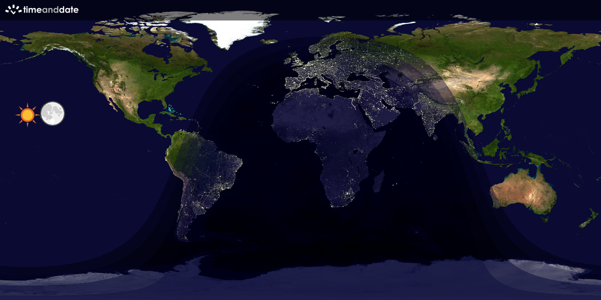Verdenskart som viser dag og natt 