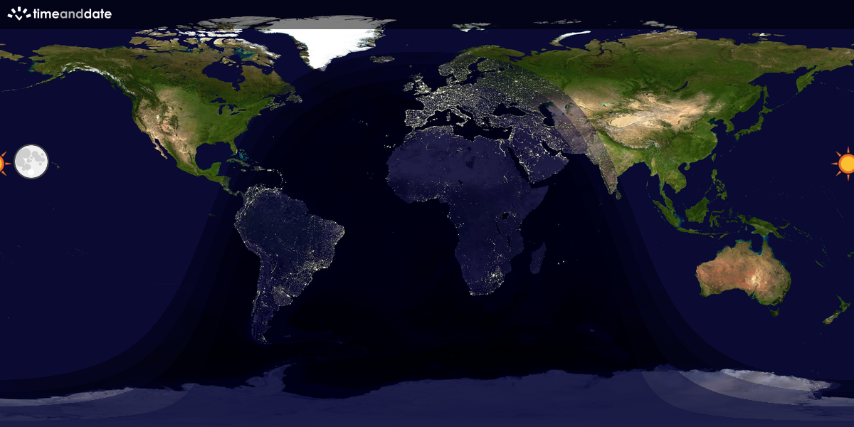 Verdenskart som viser dag og natt 
