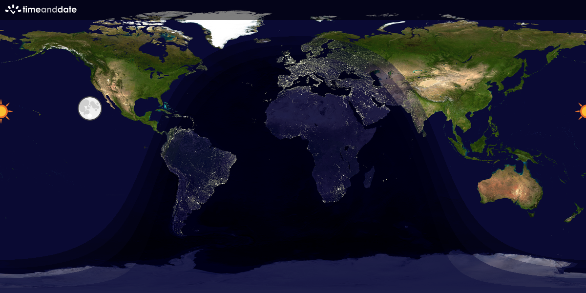Verdenskart som viser dag og natt 