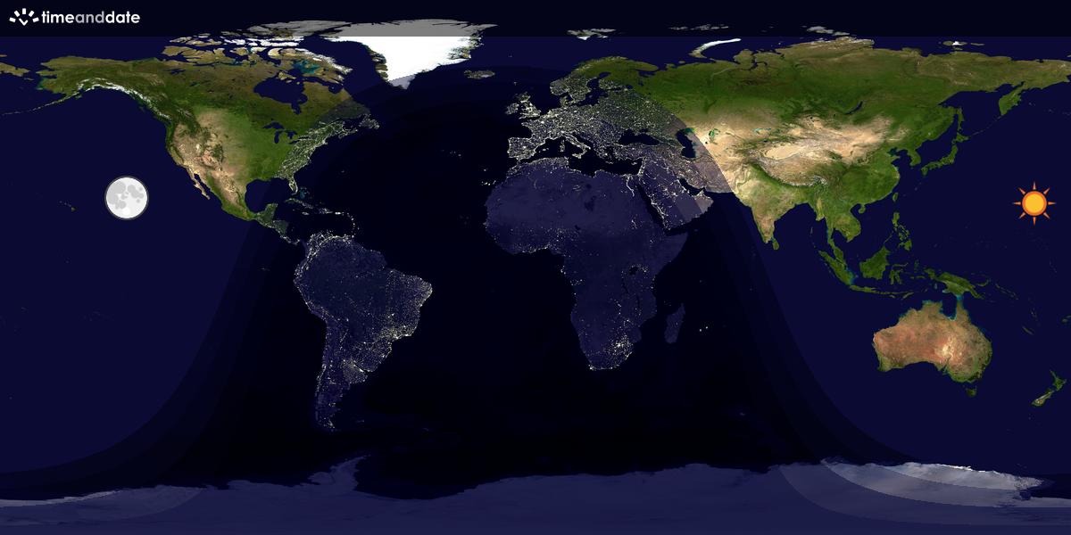 Verdenskart som viser dag og natt 