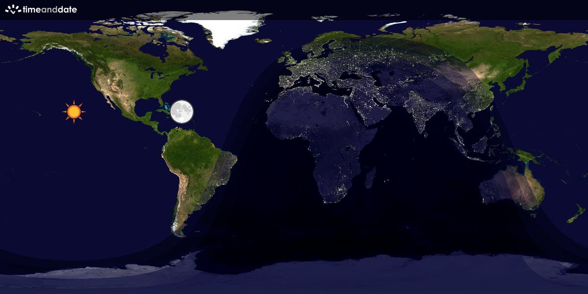 Verdenskart som viser dag og natt 