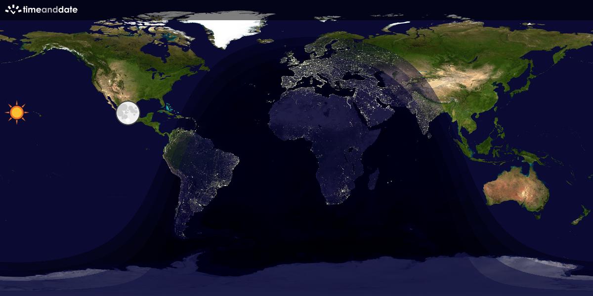 Verdenskart som viser dag og natt 