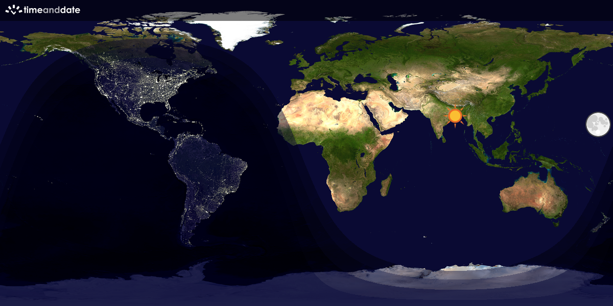 Verdenskart som viser dag og natt 