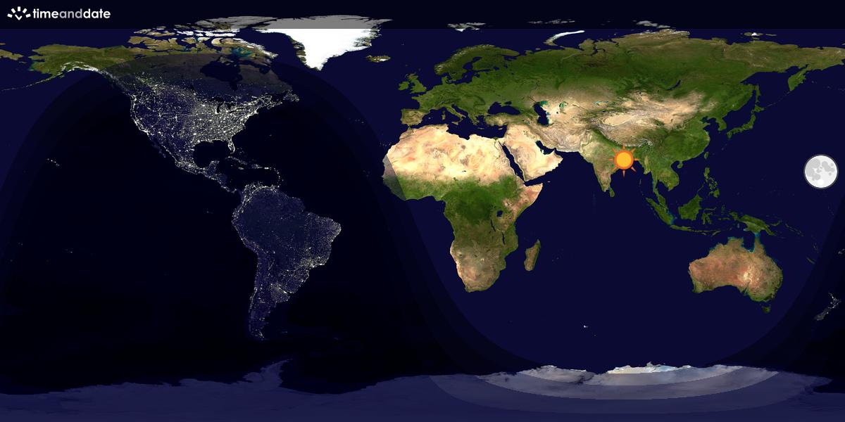 Verdenskart som viser dag og natt 
