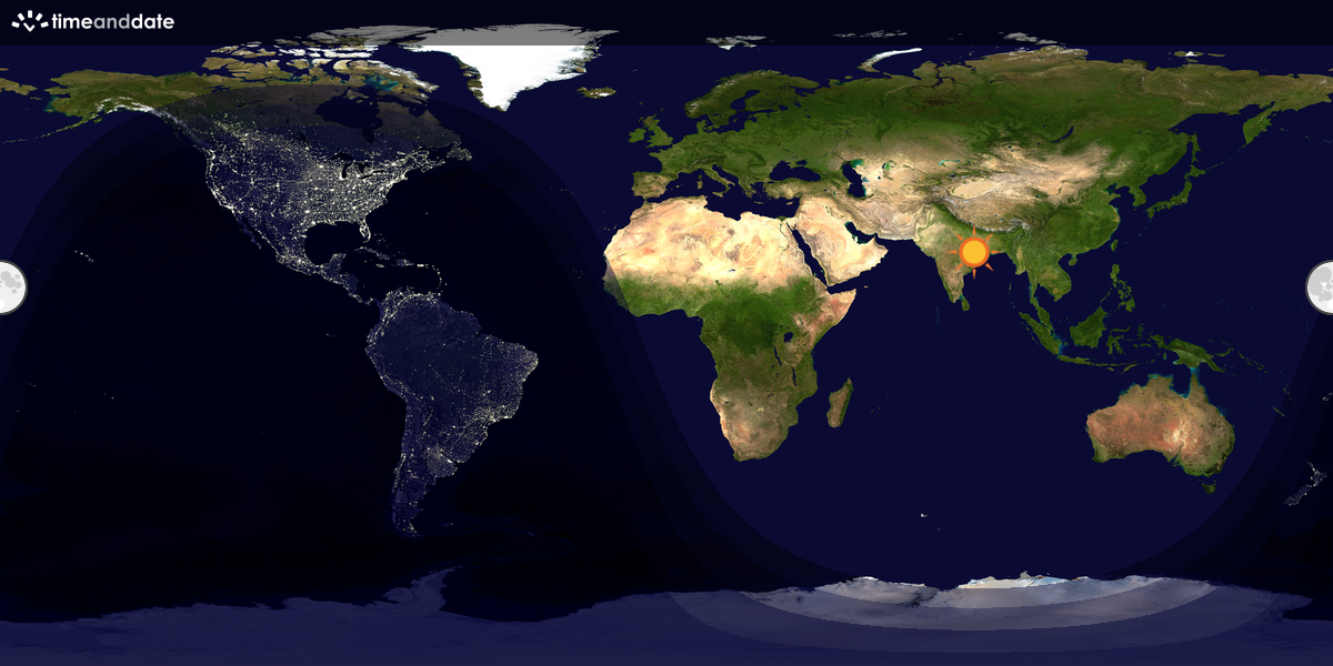 Verdenskart som viser dag og natt 