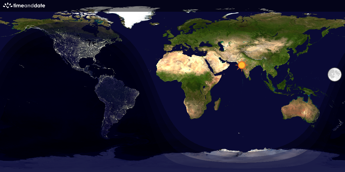 Verdenskart som viser dag og natt 