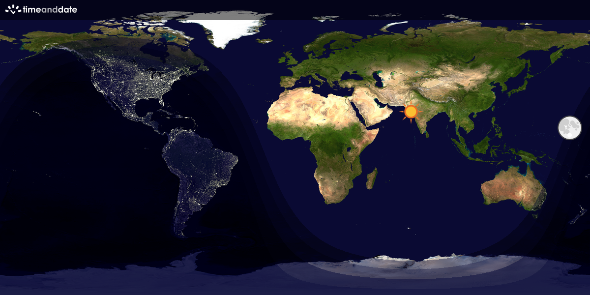 Verdenskart som viser dag og natt 