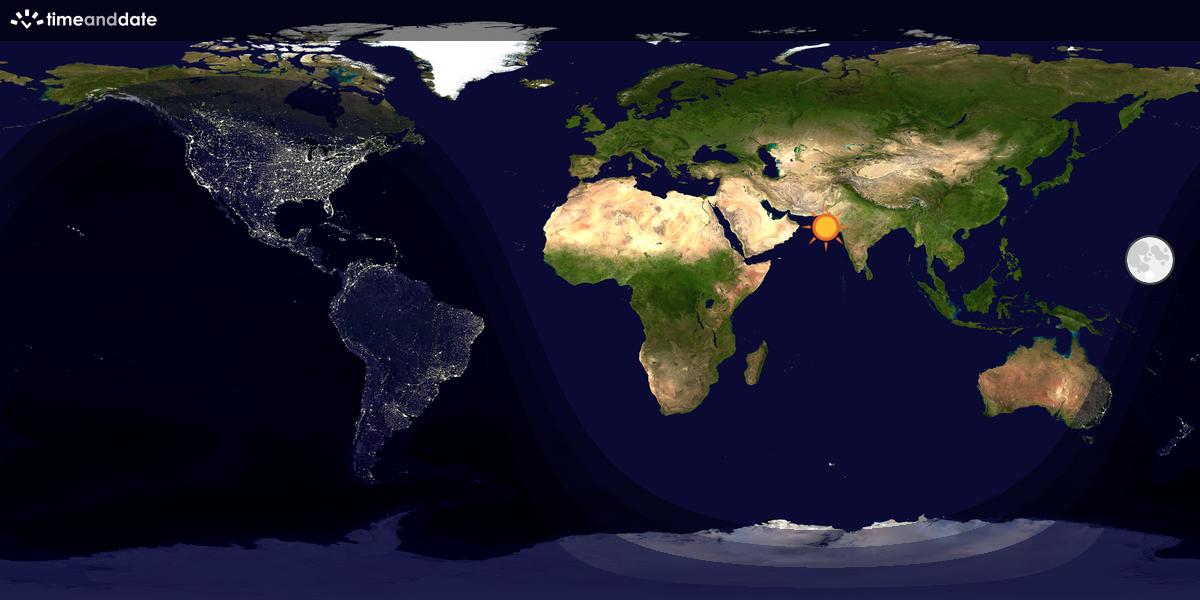 Verdenskart som viser dag og natt 