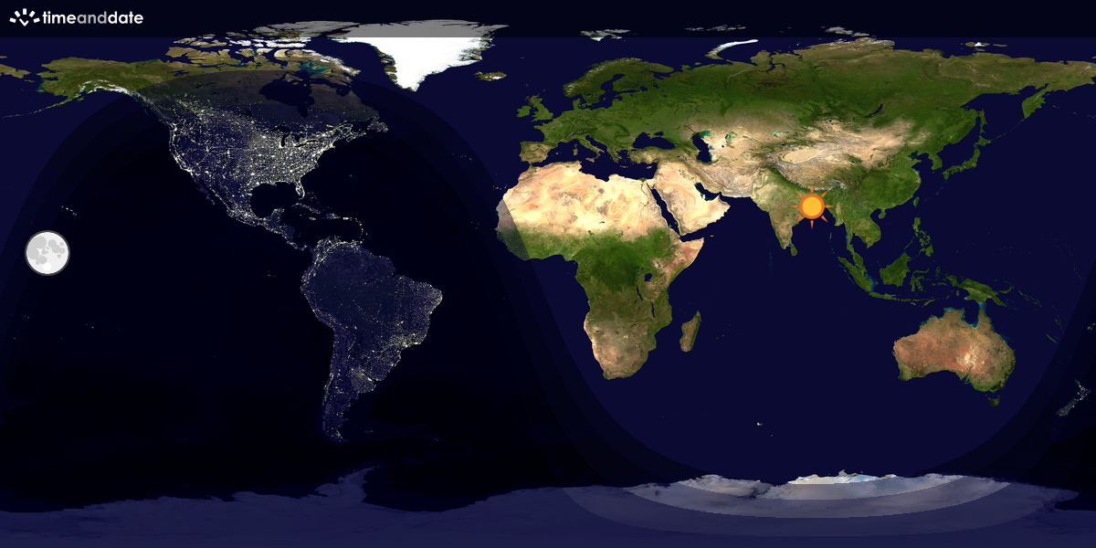Verdenskart som viser dag og natt 