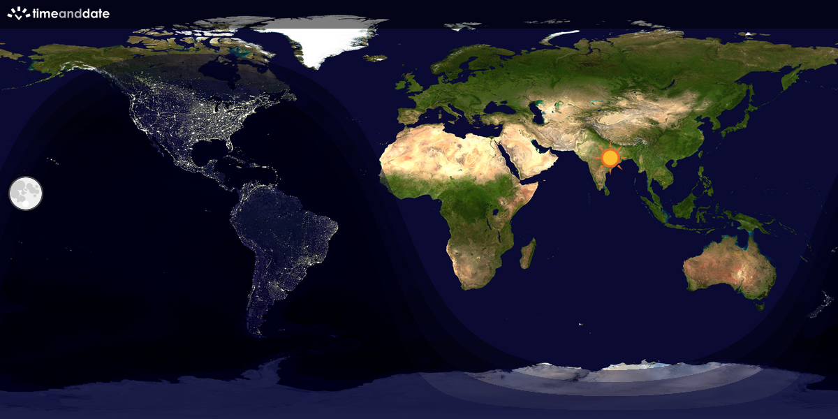Verdenskart som viser dag og natt 