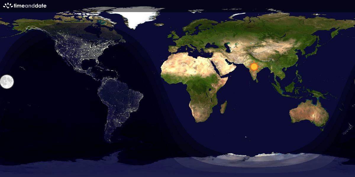 Verdenskart som viser dag og natt 