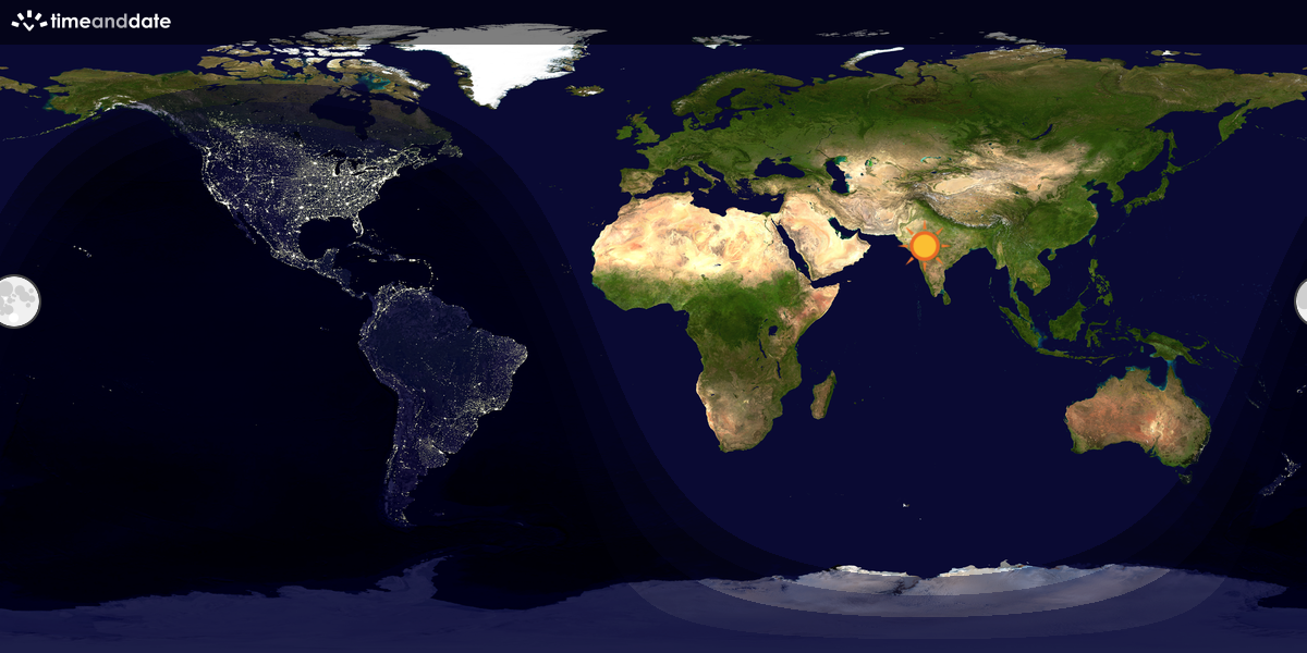 Verdenskart som viser dag og natt 
