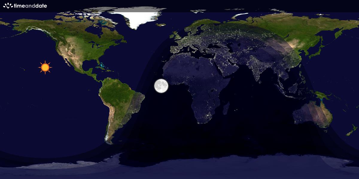 Verdenskart som viser dag og natt 