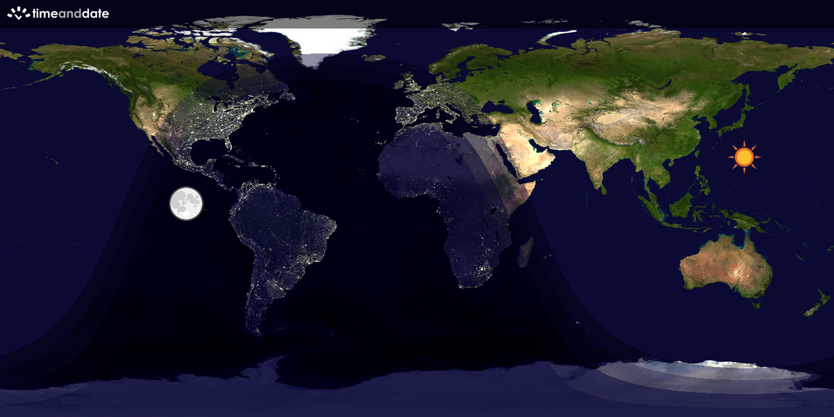 Verdenskart som viser dag og natt 