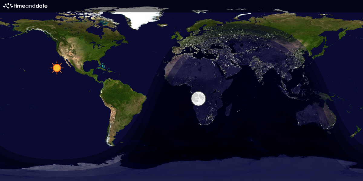 Verdenskart som viser dag og natt 