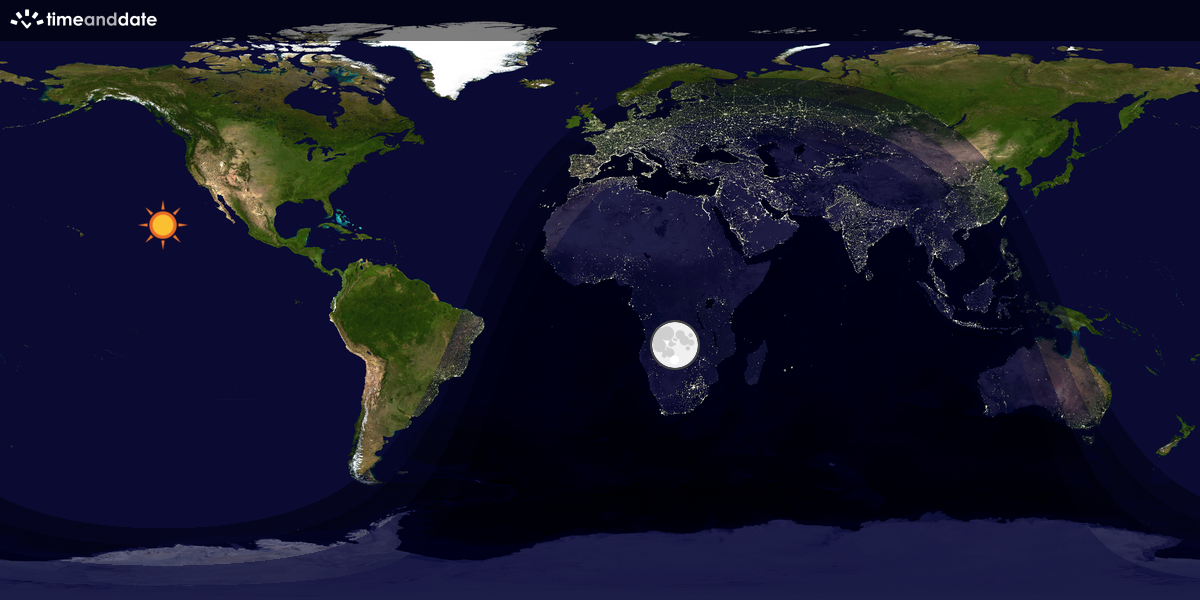 Verdenskart som viser dag og natt 